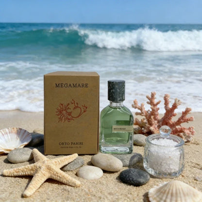 Blushimmer luxury unisex perfume Eau De Parfum with woody, aquatic, and leather notes in a 50ml bottle.