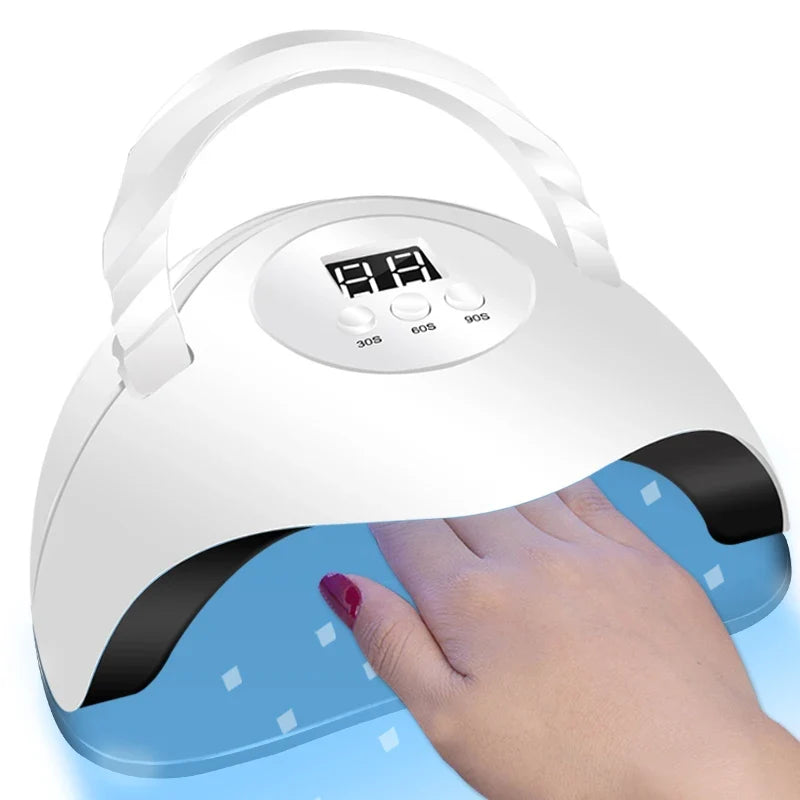Blushimmer nail gel polish kit with LED lamp, 27 colors, base and top coat, for professional semi-permanent manicure.