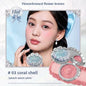 Blushimmer Flower Knows Blusher Butterfly Cloud Collar Duo in peach for dark skin with matte finish on cheek makeup.