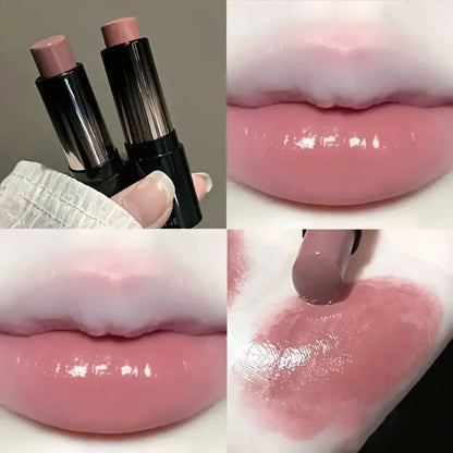 Glossy Mirror Lipstick in Red Brown shade by Blushimmer, moisturizing, waterproof, long-lasting for holiday and party makeup.