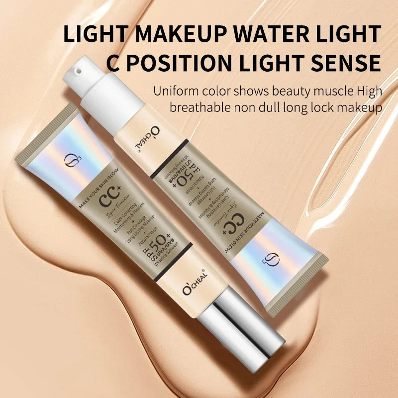 Blushimmer Ocheal 30g CC cream foundation with SPF 50+, waterproof concealer, moisturizing primer, and brightening liquid makeup.