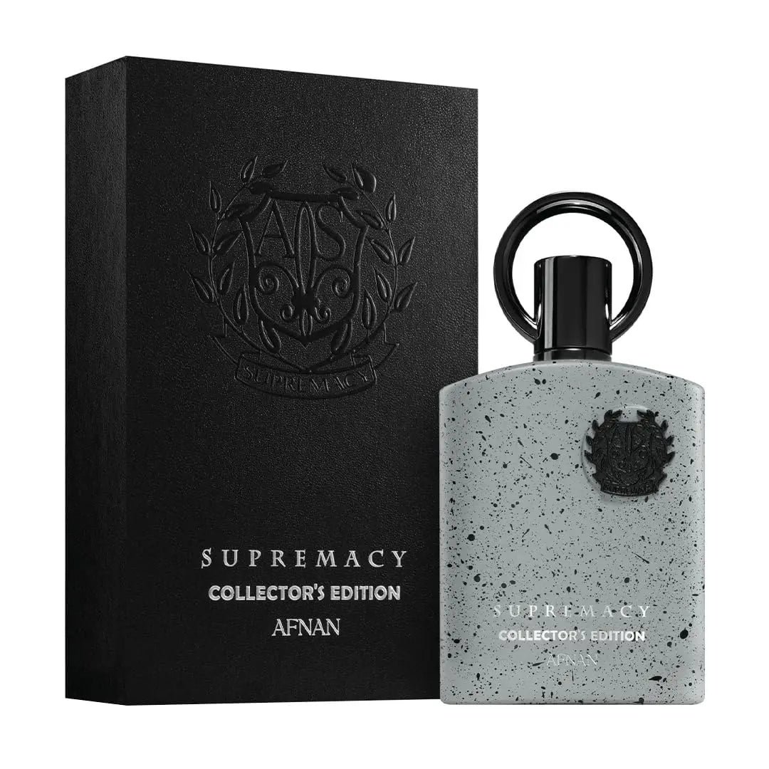 Blushimmer Afnan Supremacy Collector's Edition men's Eau De Parfum 3.4 oz bottle with elegant packaging.