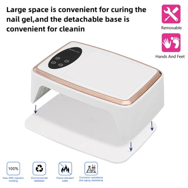 Blushimmer 90 LED UV Nail Dryer with motion sensor, large space for gel polish curing, ideal for manicure and pedicure salons.