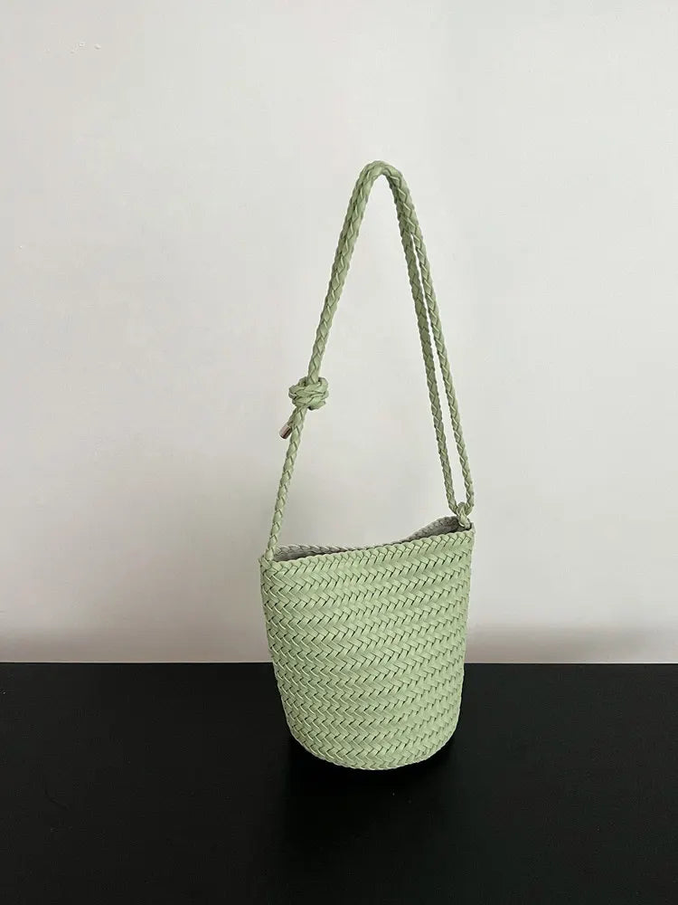 Herringbone hand-woven bucket bag for women, large capacity, high-end versatile handbag, shoulder bag, underarm crossbody bag.