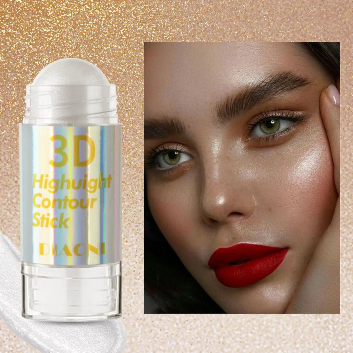 Blushimmer 6-color 3D face highlighter stick with contour, bronzer, and shimmer for cosmetic makeup application.