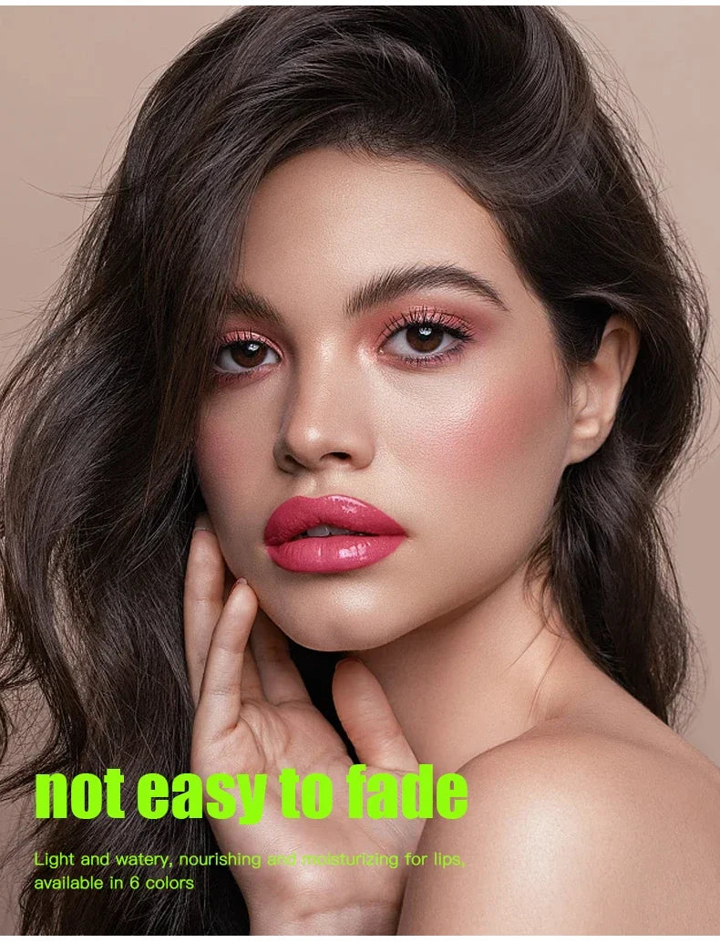 Blushimmer 6-tone moisturizing luminous lip gloss oil in 3g transparent liquid, glossy and smooth on lips