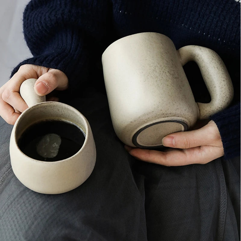 300/600ml Japanese Stoneware Retro Coffee Mug Breakfast Milk Oatmeal Cups Office Couple Water Mug Design Style Mug Birthday Gift