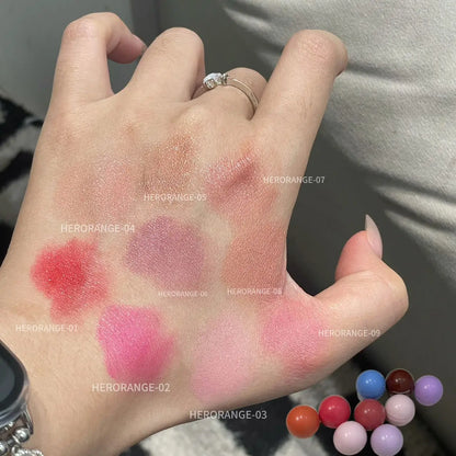 Blushimmer Herorange Peach Ball Cloud Velvet Blush Cream with fine powder texture, brightening, dewy finish, suitable for autumn and winter.