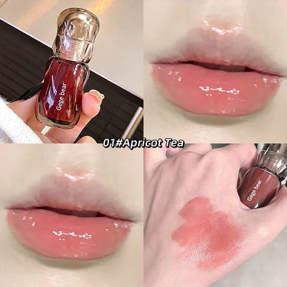 Blushimmer Gege Bear Crystal Gloss Lip Tint with mirror-gloss finish, hydrating formula, and youthful plumping effect.
