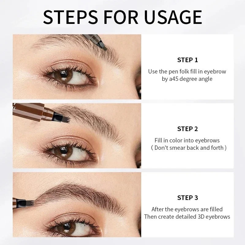 Blushimmer four-pronged eyebrow pencil with four tips, long-lasting, water-resistant, and smudge-proof for precise brow shaping