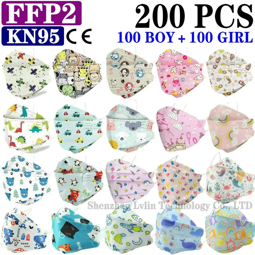 Child FFP2 KN95 Mask Kid 4-12 8-15Years Old Cartoons Masque Boys Girls Children Mascarillas CE Face Mask Safety fpp2