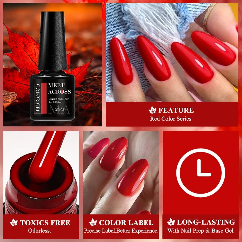 7ml Burgundy Crimson nail gel polish by Blushimmer, high pigment, non-streak, long-lasting UV LED soak-off gel for nail art.