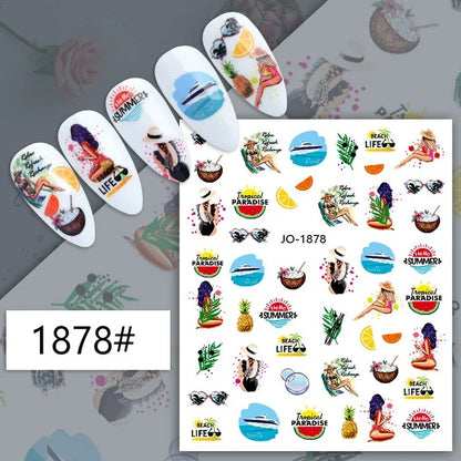 Black and white nail art stickers featuring sexy woman girl designs for press-on nails and body decoration by Blushimmer.