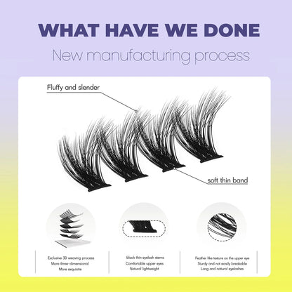 Blushimmer Groinneya Lashes Clusters: wispy, fluffy cat eye lash extensions with volume for DIY makeup application