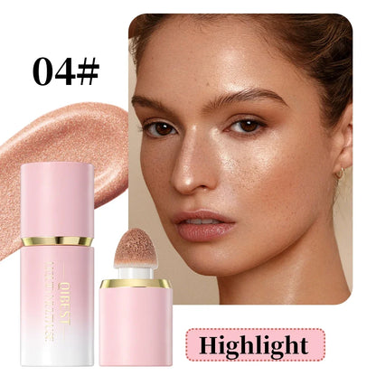 Blushimmer QIBEST matte liquid face blusher stick with smooth texture for cheeks, eyes, and contouring in a multi-use makeup product.