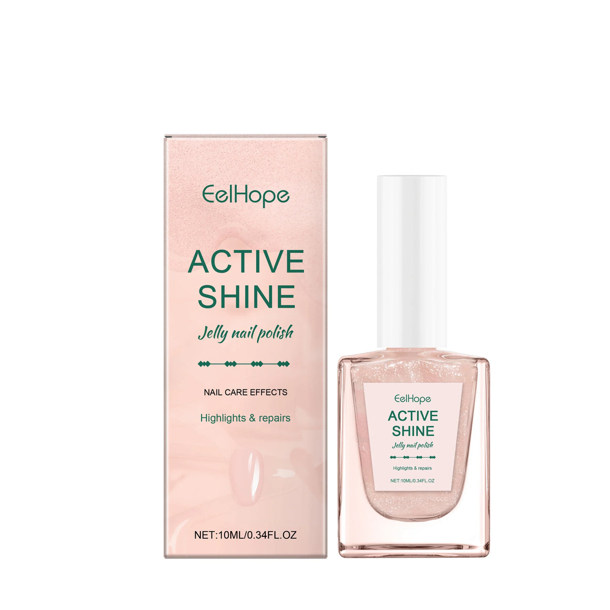 Blushimmer jelly nail polish in transparent pink with fine glitter, perfect for autumn and winter, skin-whitening, girly pink shade