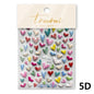 Colorful Cat's Eye 5D gradient European love heart gem nail art stickers with crystal geometric design for manicure decoration