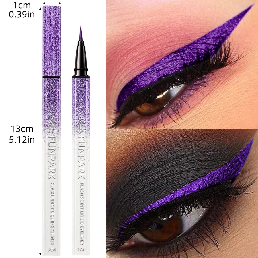 Purple liquid waterproof eyeliner by Blushimmer, matte finish, quick-dry eye pen with precise application tip.
