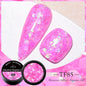 Pink dried flower gel nail polish by Blushimmer with natural flower designs for UV and LED nail art, soak-off gel for manicures.