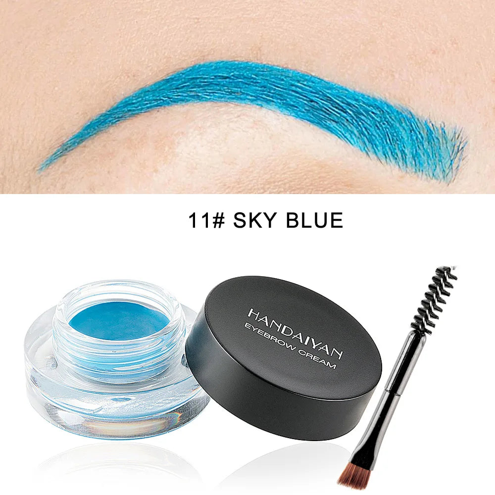Blushimmer Handaiyan 12-color waterproof eyebrow cream and gel set with professional black eyebrow makeup tools.