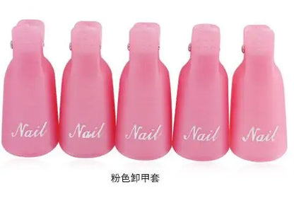 Set of 10 reusable gel nail polish remover cap clips by Blushimmer for finger and toe nail gel polish removal.
