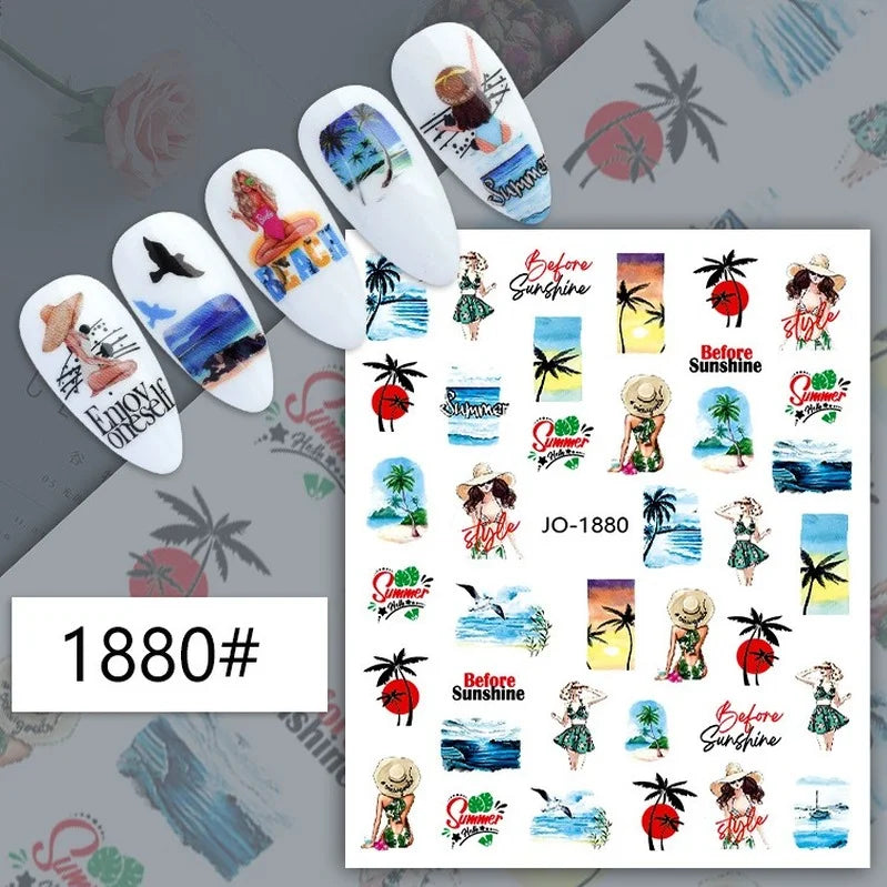 Black and white nail art stickers with sexy woman and girl designs, press-on nail decals for decorative nail enhancements.