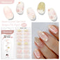 Harunouta 16-strip gradient red marble gel nail strips with gold lines, semi-cured DIY gel polish stickers for UV/LED nails, Blushimmer.