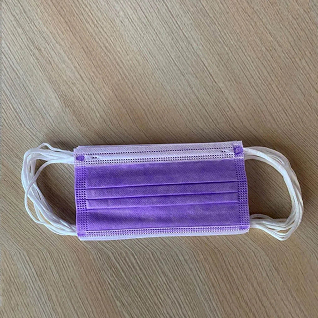 50PCS Women Man Solid Mask Disposable Face Mask 3Ply Ear Loop Anti-PM2.5 Mask