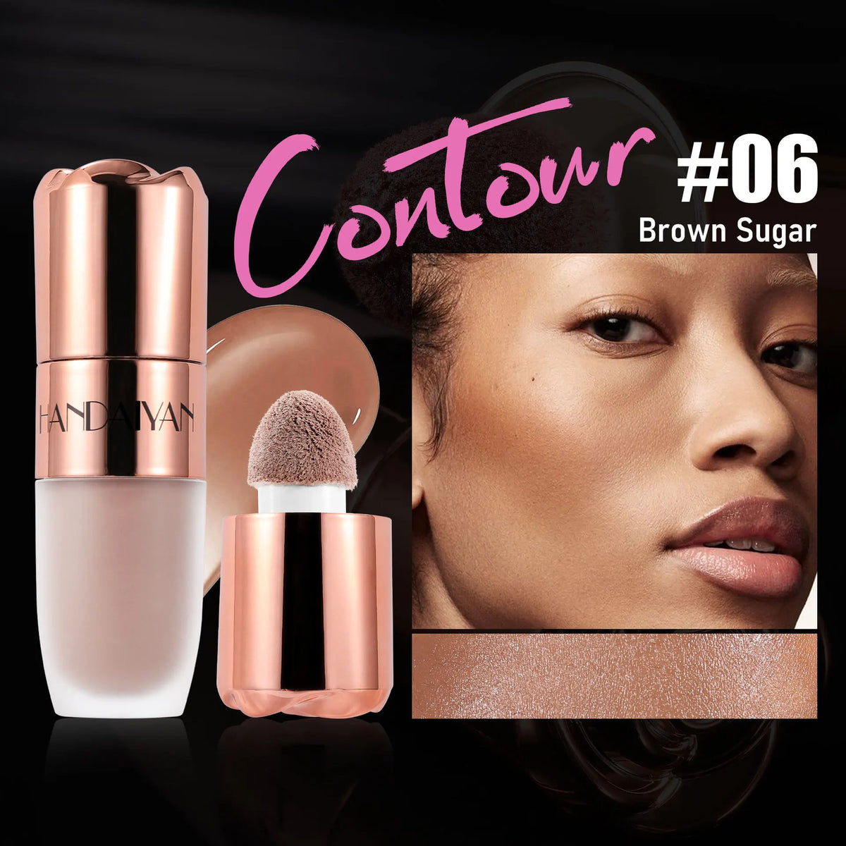 Blushimmer Liquid Highlighter Stick in Rose Glow with soft sponge tip for easy application, long-lasting 3D contour on face and body