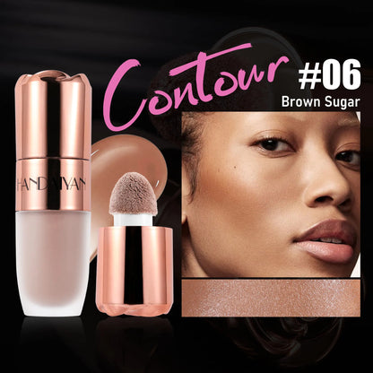 Blushimmer Liquid Highlighter Stick in Rose Glow with soft sponge tip for easy application, long-lasting 3D contour on face and body