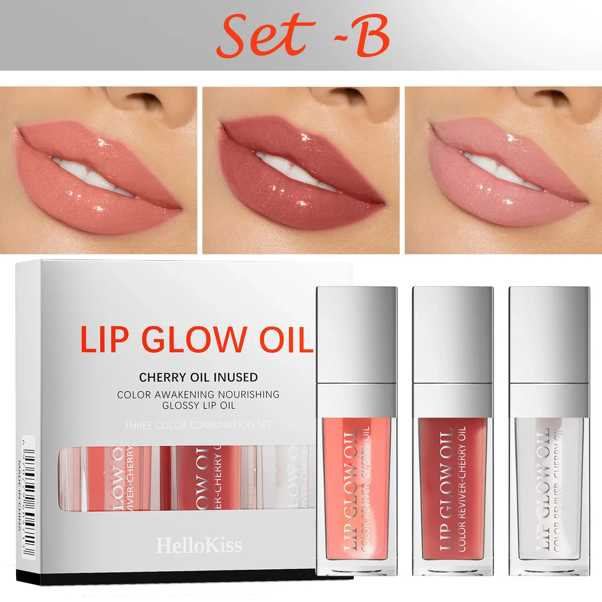 Blushimmer crystal jelly moisturizing lip oil set with tinted plumping gloss and glow lip oil, featuring sexy, shiny, and hydrating lips.