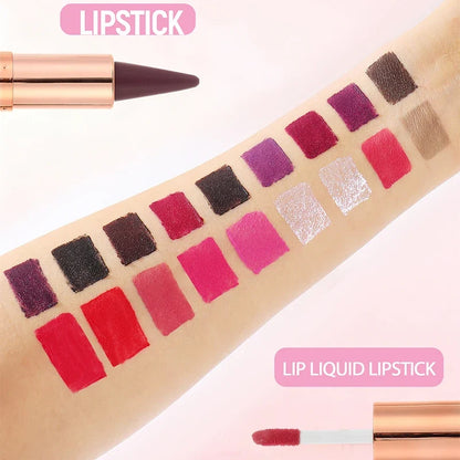 Sexy Red Black Lipstick Waterproof Lipliner Makeup Black Purple Rose Double Head Matte Lipgloss Tapered Lip Liner Contour Pencil