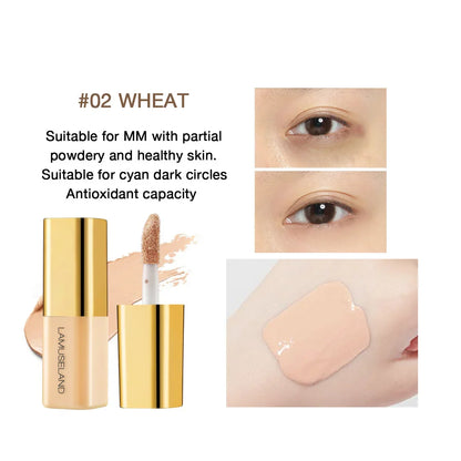 Blushimmer wheat tone moisturizing liquid concealer for full coverage, oil control, and pore concealment, with ivory foundation cream.