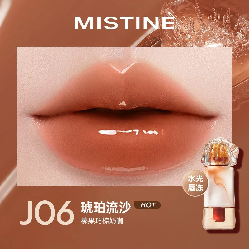 Blushimmer Mistine nude long wear lipstick in creamy matte lip glaze with mirror gloss and lip jelly finish, 2.9g.