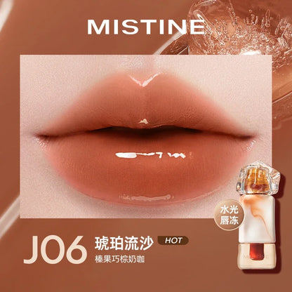 Blushimmer Mistine nude long wear lipstick in creamy matte lip glaze with mirror gloss and lip jelly finish, 2.9g.