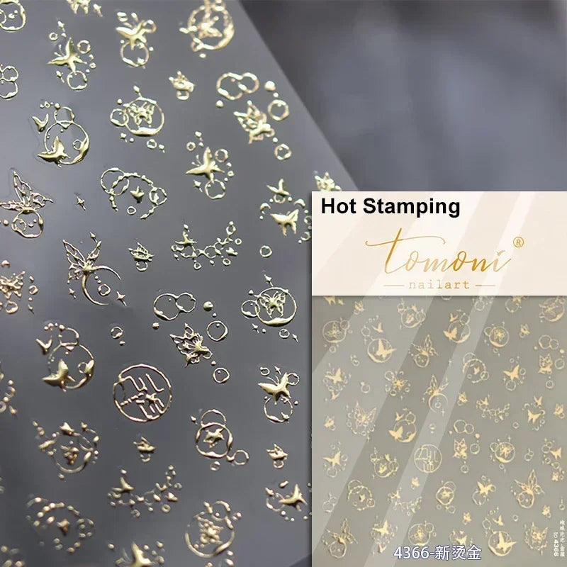 Shiny Jelly Butterfly 5D nail art stickers with rhinestones and crystal details for DIY manicure decoration by Blushimmer.