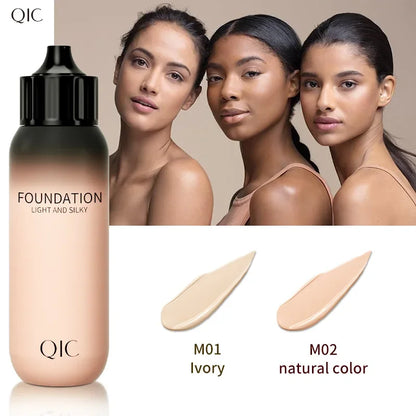 Blushimmer QIC small milk bottle liquid foundation and concealer in clear, moisturizing, waterproof formula for natural brightening makeup
