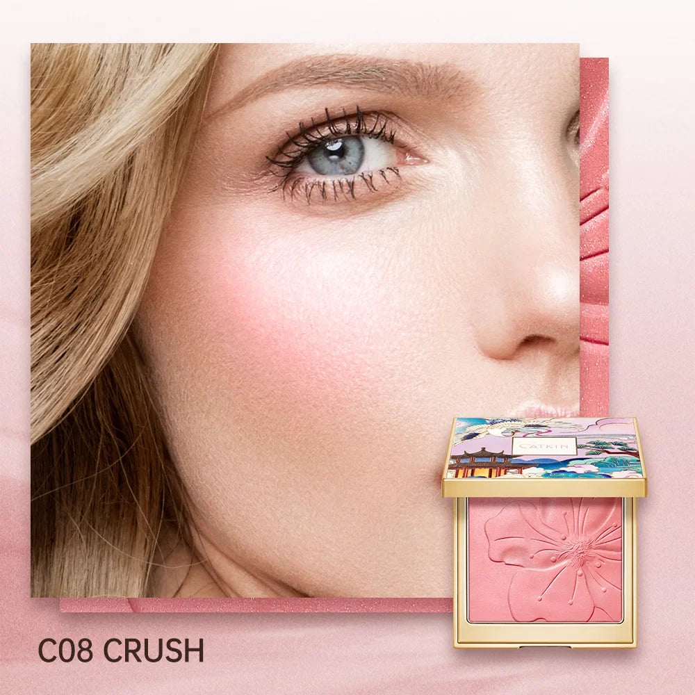 Blushimmer Catkin Eternal Love Rosy Cranes blush in a natural, long-lasting blush compact with floral design and soft pink shades.