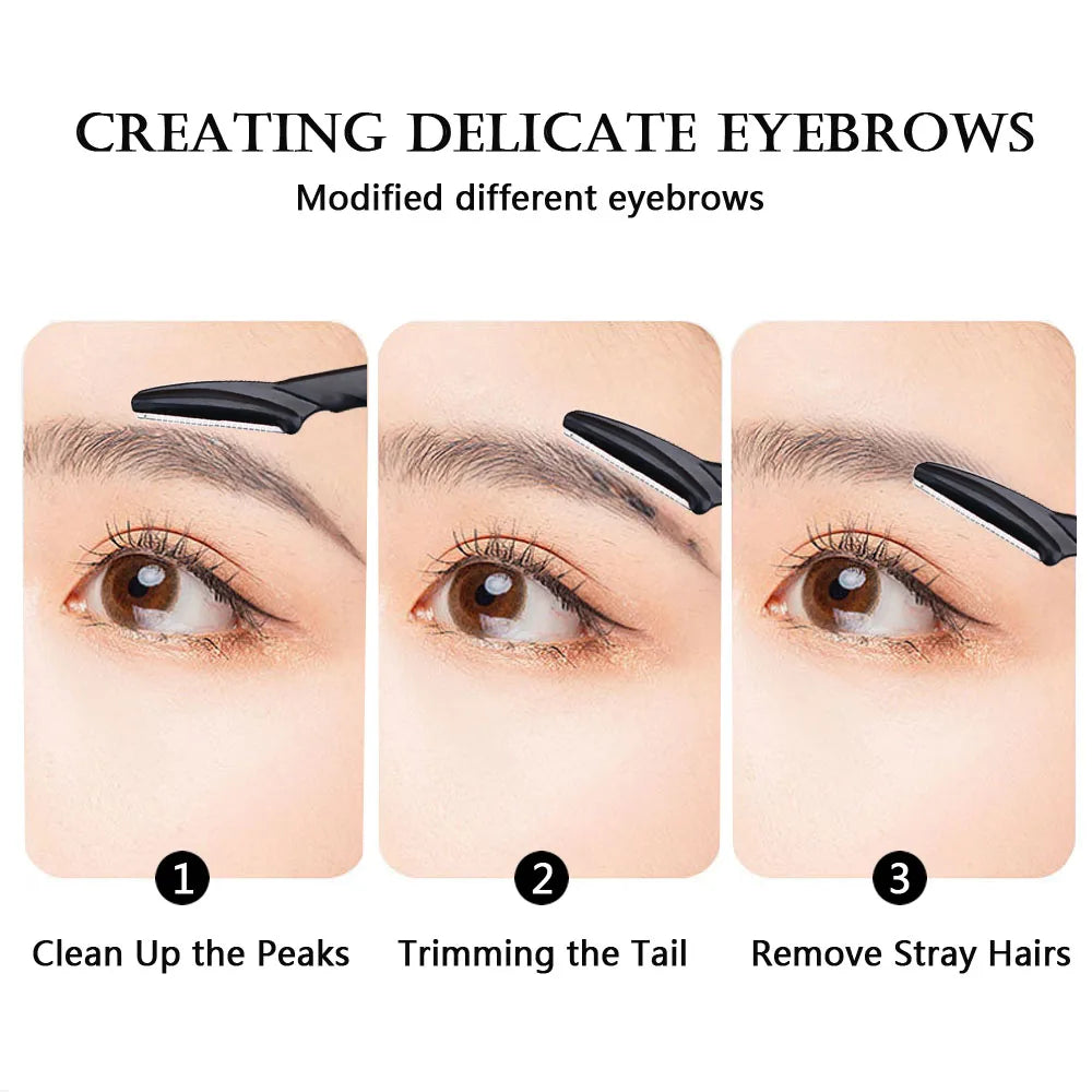 Blushimmer eyebrow trimmer with portable face razor and replacement blades for hair removal and eyebrow shaping.