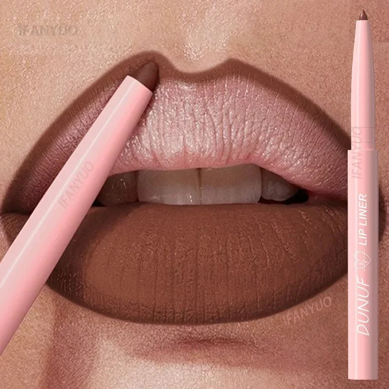 Blushimmer tapered lip liner pencil in natural nude brown with long-lasting, waterproof, matte, creamy finish for plumping lips.