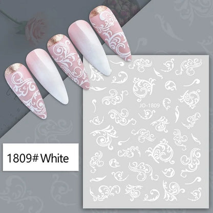 Black and white nail art stickers featuring sexy woman and girl designs for press-on nails, by Blushimmer.