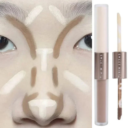 Blushimmer double-ended highlighting and contouring stick with concealer pencil in cement grey, for 3D nose and face shading.
