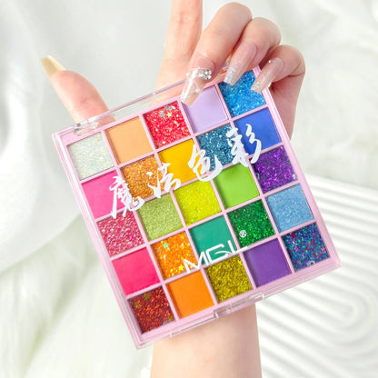 25-Color Glitter Eyeshadow Palette - Matte & Shimmer Waterproof
