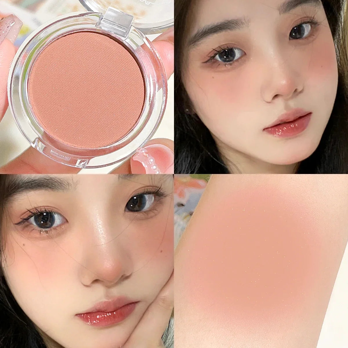 Blushimmer HISYI slightly tipsy matte blush plate with natural color, fine micro flash for a subtle, pure desire monochrome makeup look.