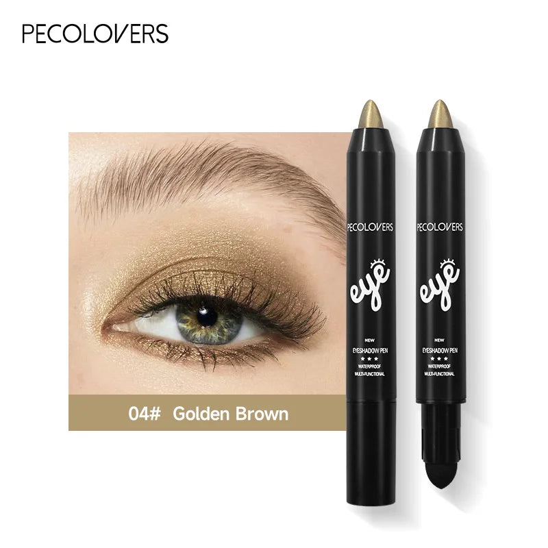 Blushimmer waterproof eyeshadow pencil stick in 6 colors with pearly shimmer and glitter for long-lasting eye makeup application