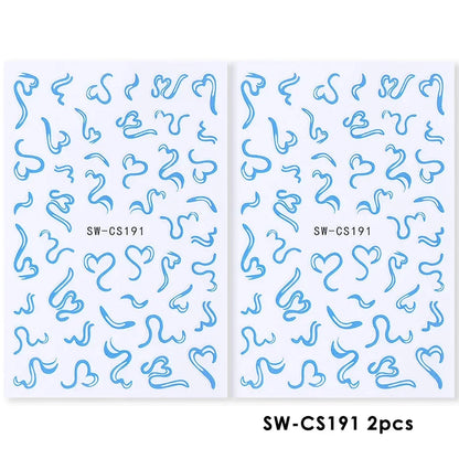 Colorful Blushimmer nail art stickers featuring flowers hearts cherries strawberries bows butterflies for kawaii manicures.