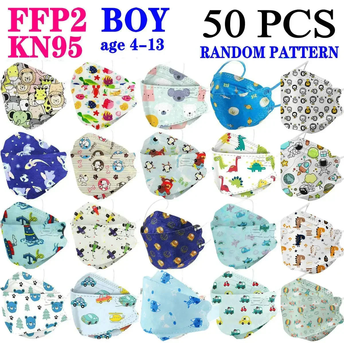 Child FFP2 KN95 Mask Kid 4-12 8-15Years Old Cartoons Masque Boys Girls Children Mascarillas CE Face Mask Safety fpp2