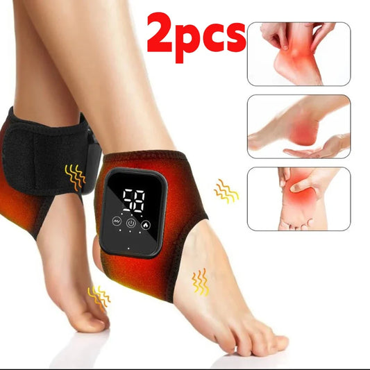 Electric Heat And Vibration Ankle Massager Infrared Hot Compress Therapy Ankle Massage Heated Wrap Support Brace Foot Protector
