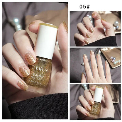 Blushimmer 8ml matte waterproof no-bake nail polish with glitter sequins, quick dry UV varnish for nail art without a lamp.