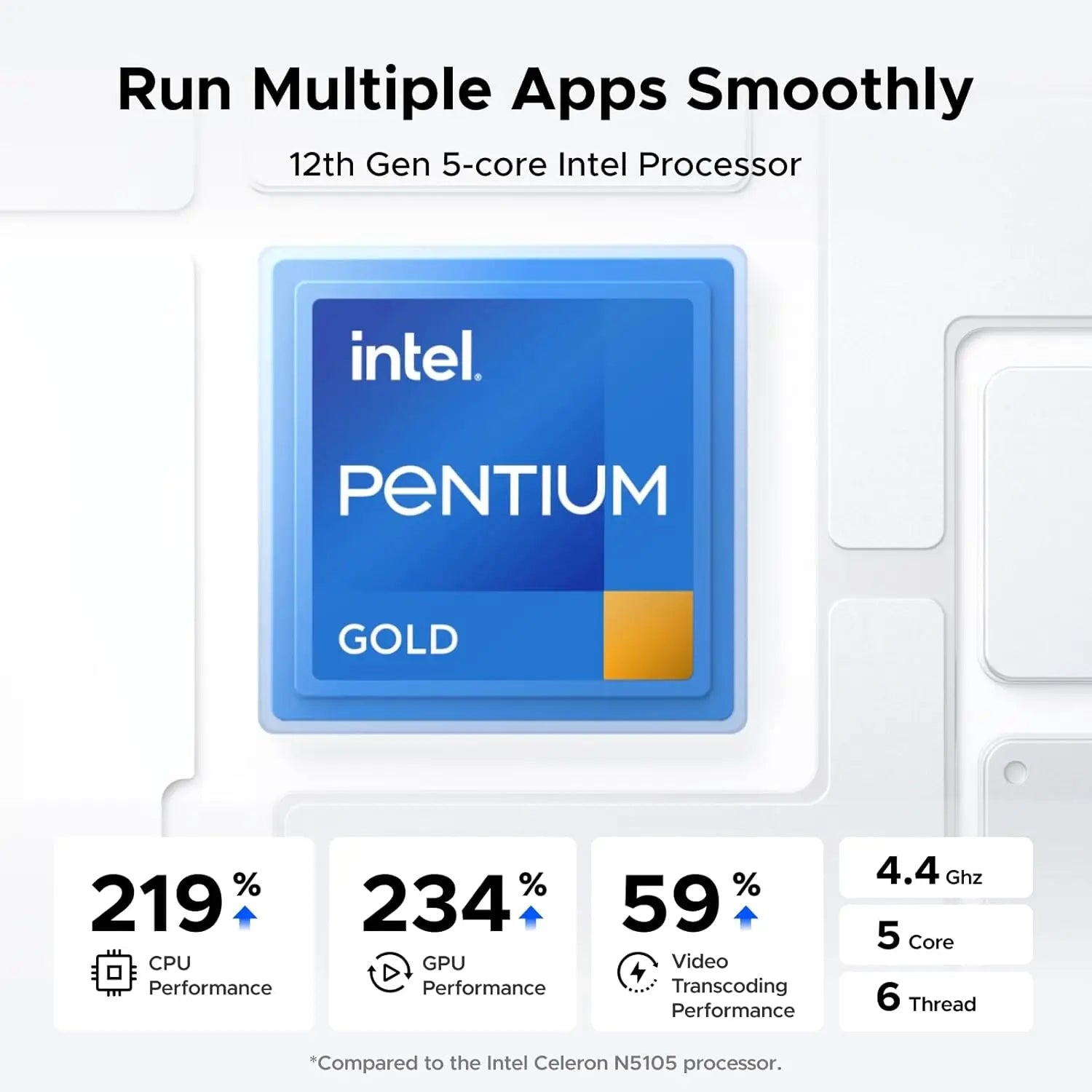 NASync DXP4800 Plus 4 Bay Desktop NAS l Pentium Gold 8505 5 Core CPU 4K 60Hz Network Attached Storage